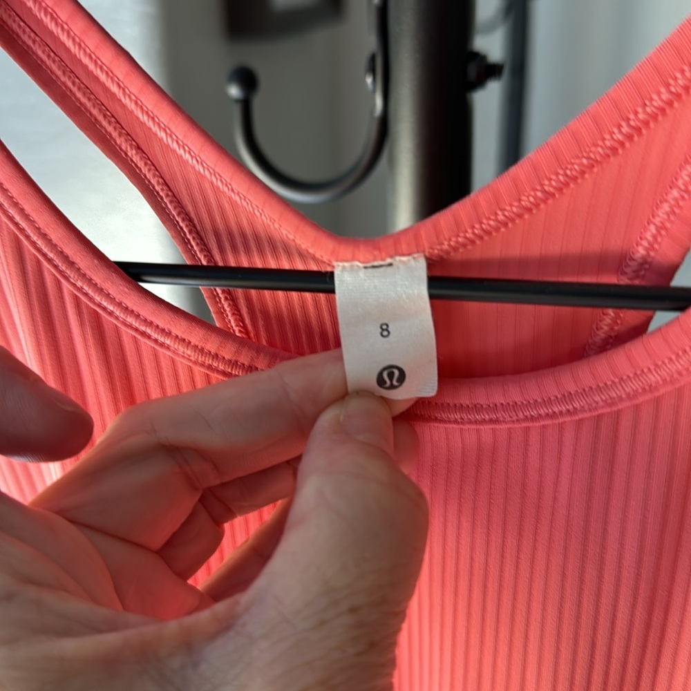 Lululemon Base Pace Ribbed Tank Top Raspberry Cream size 8 - Picture 6 of 8